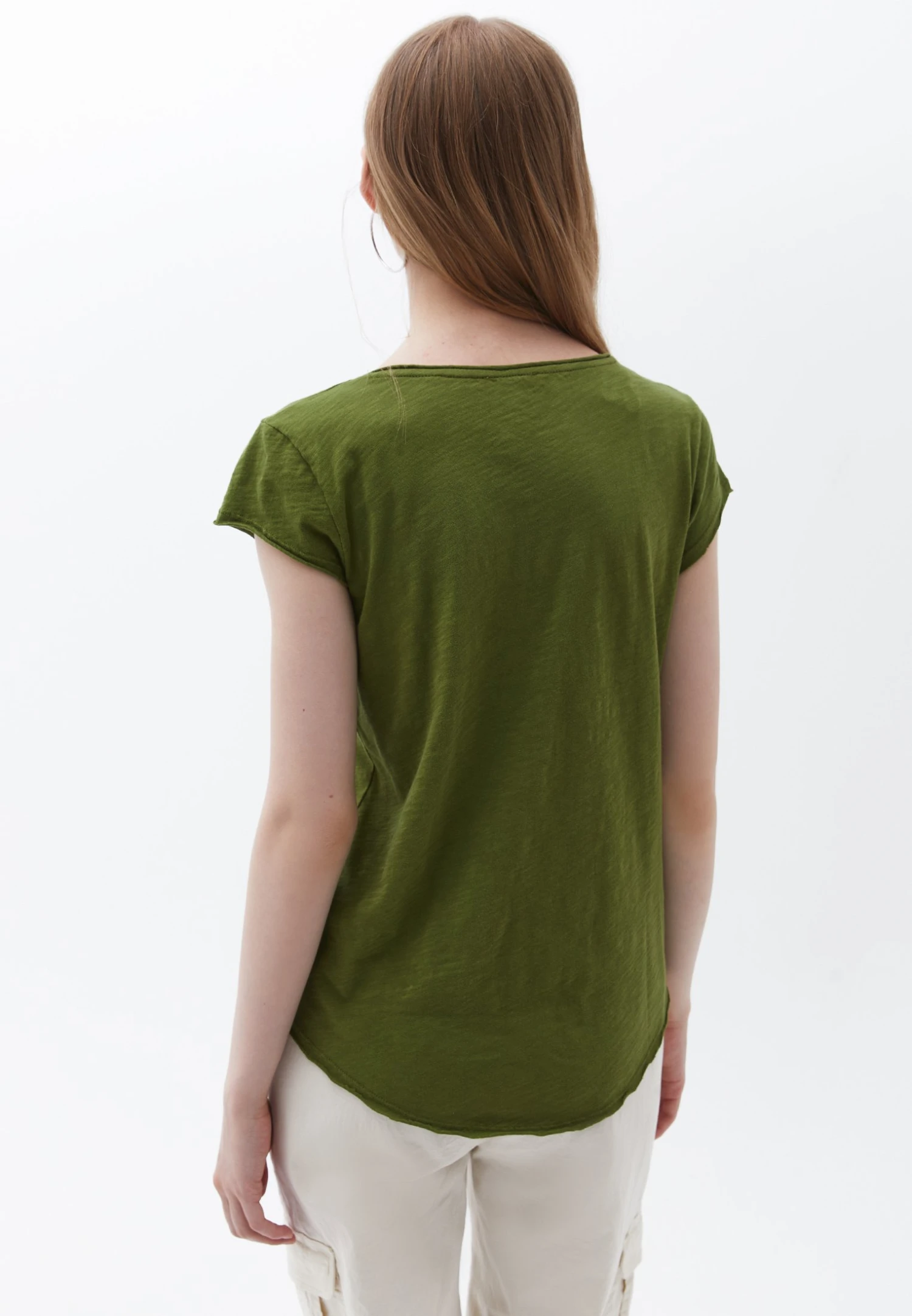 V Ausschnitt - T-Shirt Basic - Pesto 3 V Ausschnitt - T-Shirt Basic - Pesto - Afbeelding 3