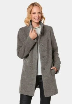 GOLDNER Halflange Jas - Medium Grey / Beige / Melange