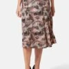GOLDNER Druck Druck Aus Bequemer Mischu - A-Lijn Rok - Coral Beige Patterned
