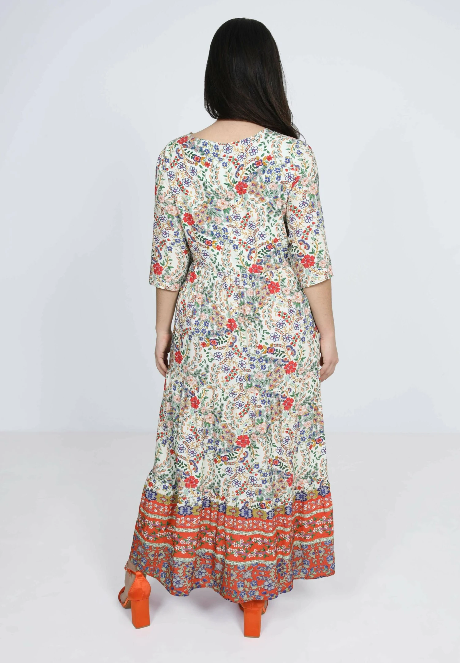 Longue De Sstyle Bohéme Motif Avec Une Base - Maxi-Jurk - Multicolore 2 Longue De Sstyle Bohéme Motif Avec Une Base - Maxi-Jurk - Multicolore - Afbeelding 2