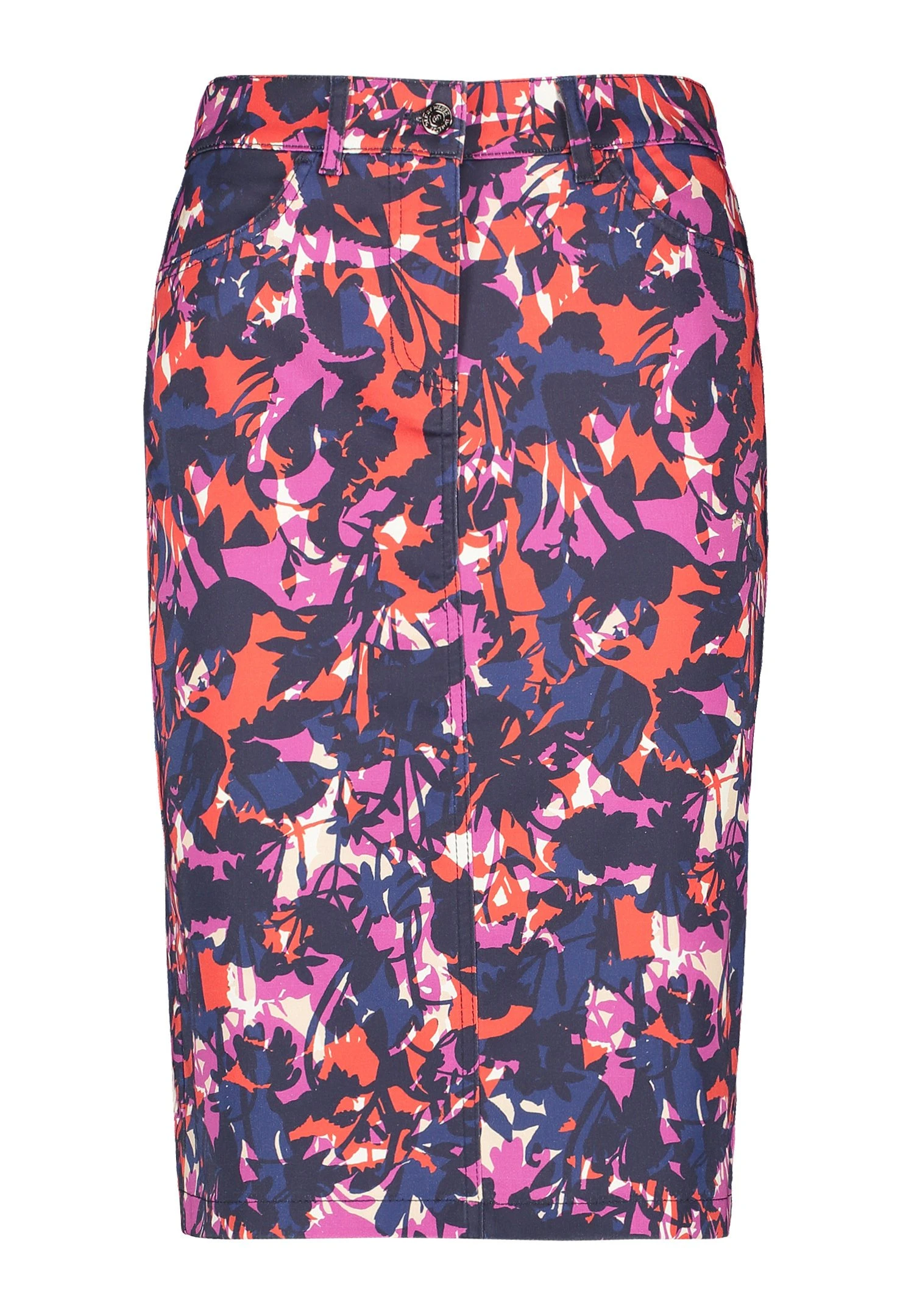 Gerry Weber Kurz Gemusterter - Jeansrok - Blau/Lila/Pink Druck 5 Gerry Weber Kurz Gemusterter - Jeansrok - Blau/Lila/Pink Druck - Afbeelding 5