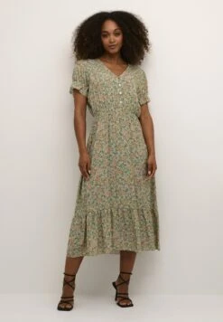 Cream Crlina - Jurk - Green Flower Print