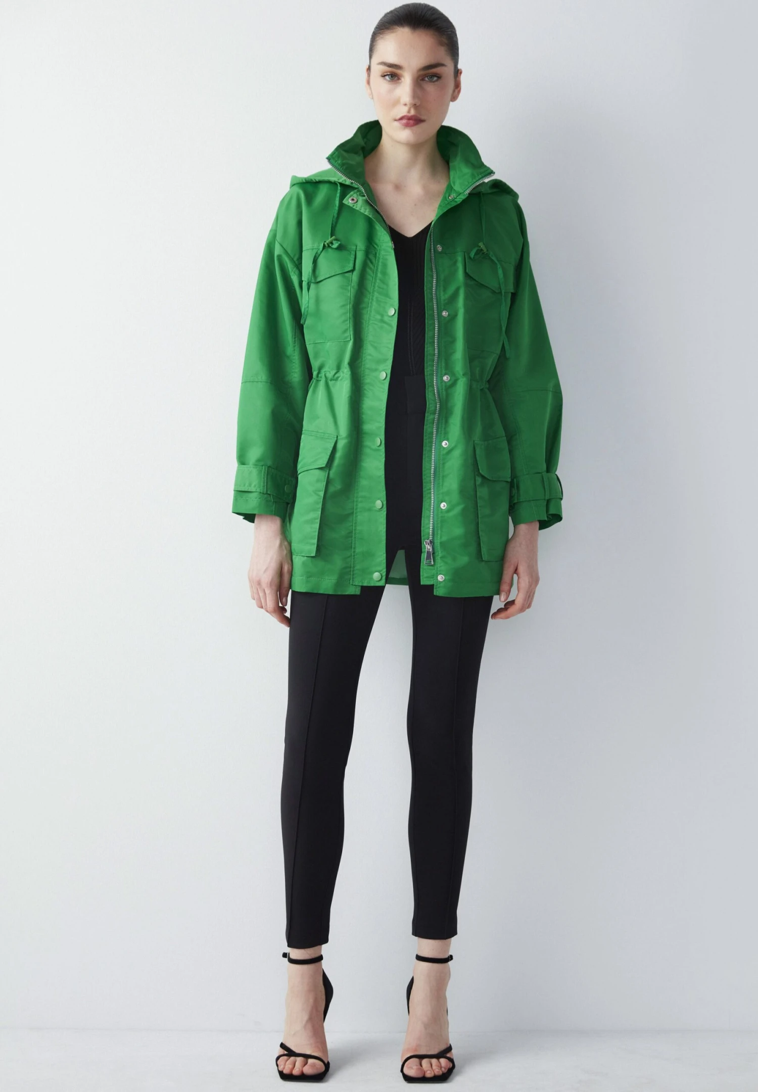 Ipekyol Relaxed Fit Adjustable Waist Coat With Windbreaker - Parka - Green 2 Ipekyol Relaxed Fit Adjustable Waist Coat With Windbreaker - Parka - Green - Afbeelding 2