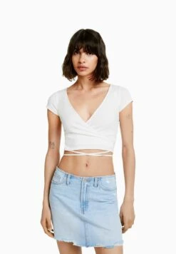 BERSHKA Vintage-Effect - Jeansrok - Light-Blue Denim -Only Mode Winkel 91d62e2afd7d487d8ba593eceffbad83