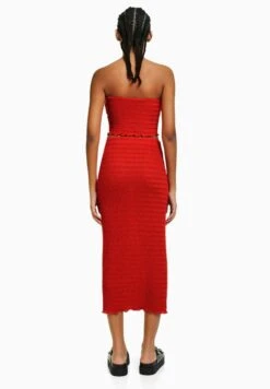 BERSHKA Waffle - A-Lijn Rok - Coral -Only Mode Winkel 92682f6836ab4f0a8ccea5c5f4be9d8b