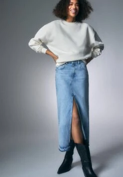 PULL & BEAR Long - Maxirok - Dark Blue -Only Mode Winkel 940219876ce34eeeb94e577c67e2fd31