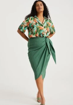 WE FASHION Curve - Wikkelrok - Green -Only Mode Winkel 95475898bf534ce6a974080910f0bac1