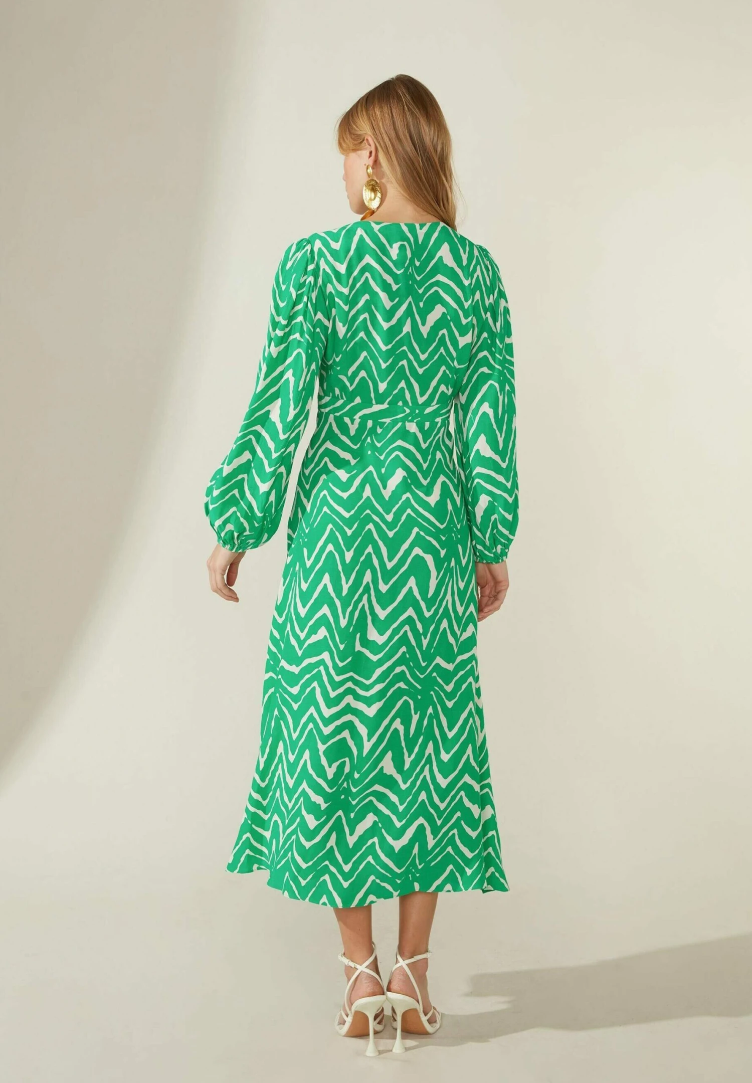 Zig Zag Print - Jurk - Green 2 Zig Zag Print - Jurk - Green - Afbeelding 2