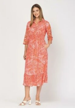 Midi De Cuello Solapa - Blousejurk - Coral