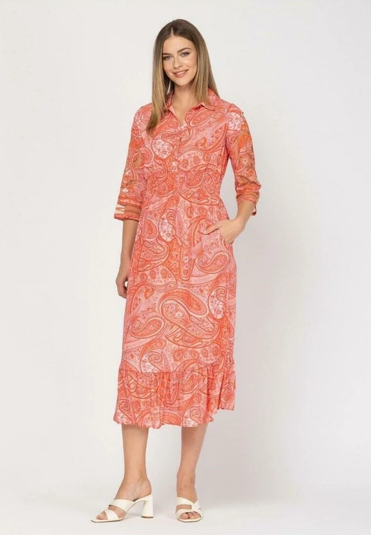 Midi De Cuello Solapa - Blousejurk - Coral 1 Midi De Cuello Solapa - Blousejurk - Coral