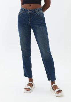 Mit Niedriger Taillenform - Straight Leg Jeans - Mid Denim