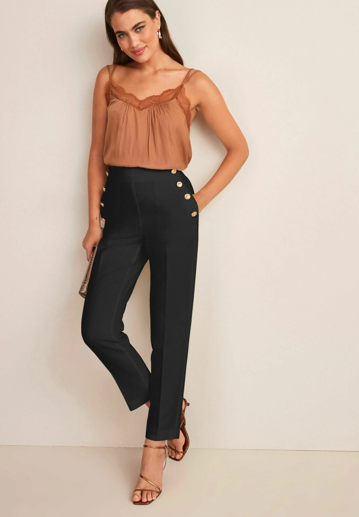 Next Tailored Button Detail Taper Standard - Broek - Black 2 Next Tailored Button Detail Taper Standard - Broek - Black - Afbeelding 2