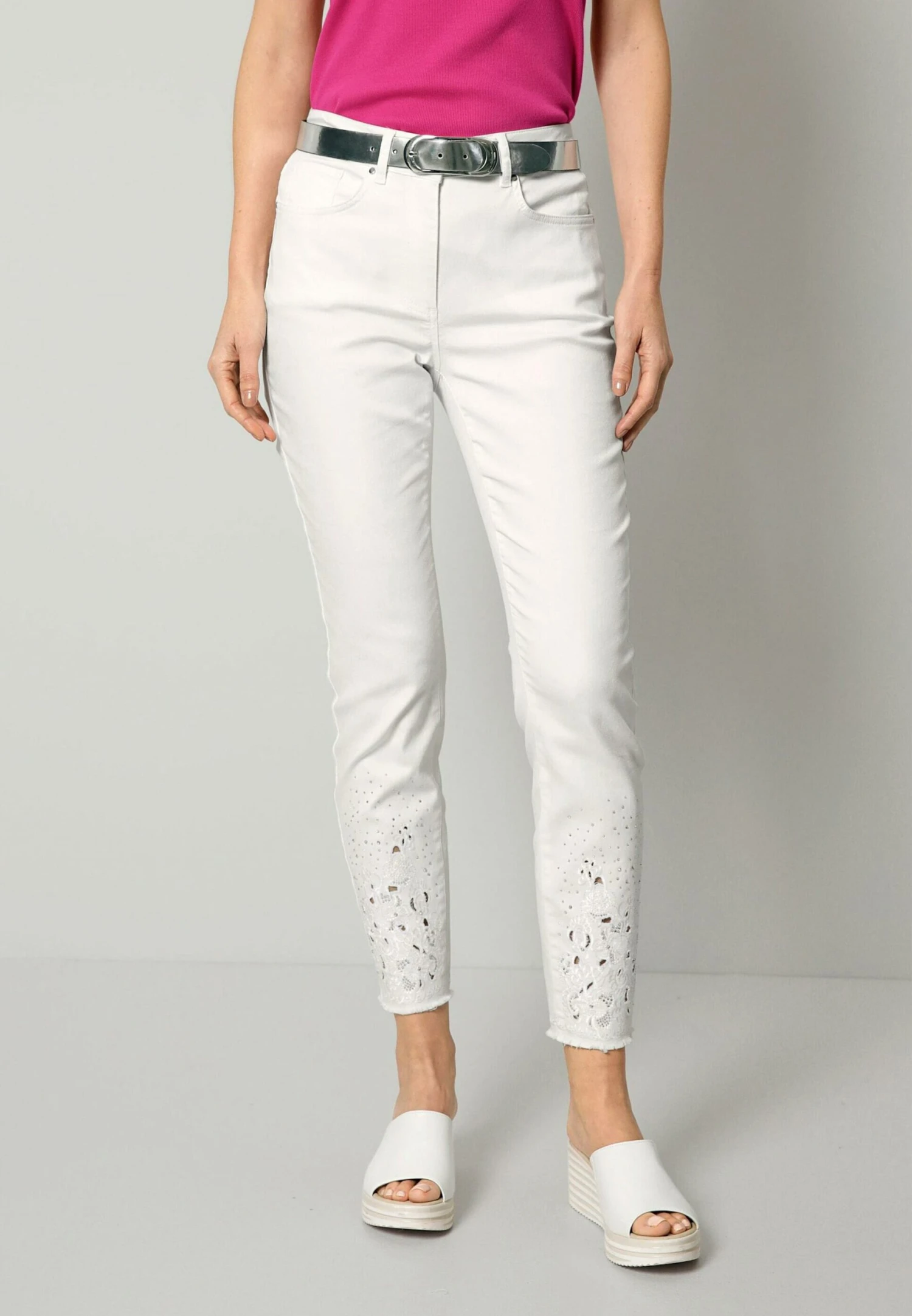 Slim Fit Jeans - Weiß 2 Slim Fit Jeans - Weiß - Afbeelding 2