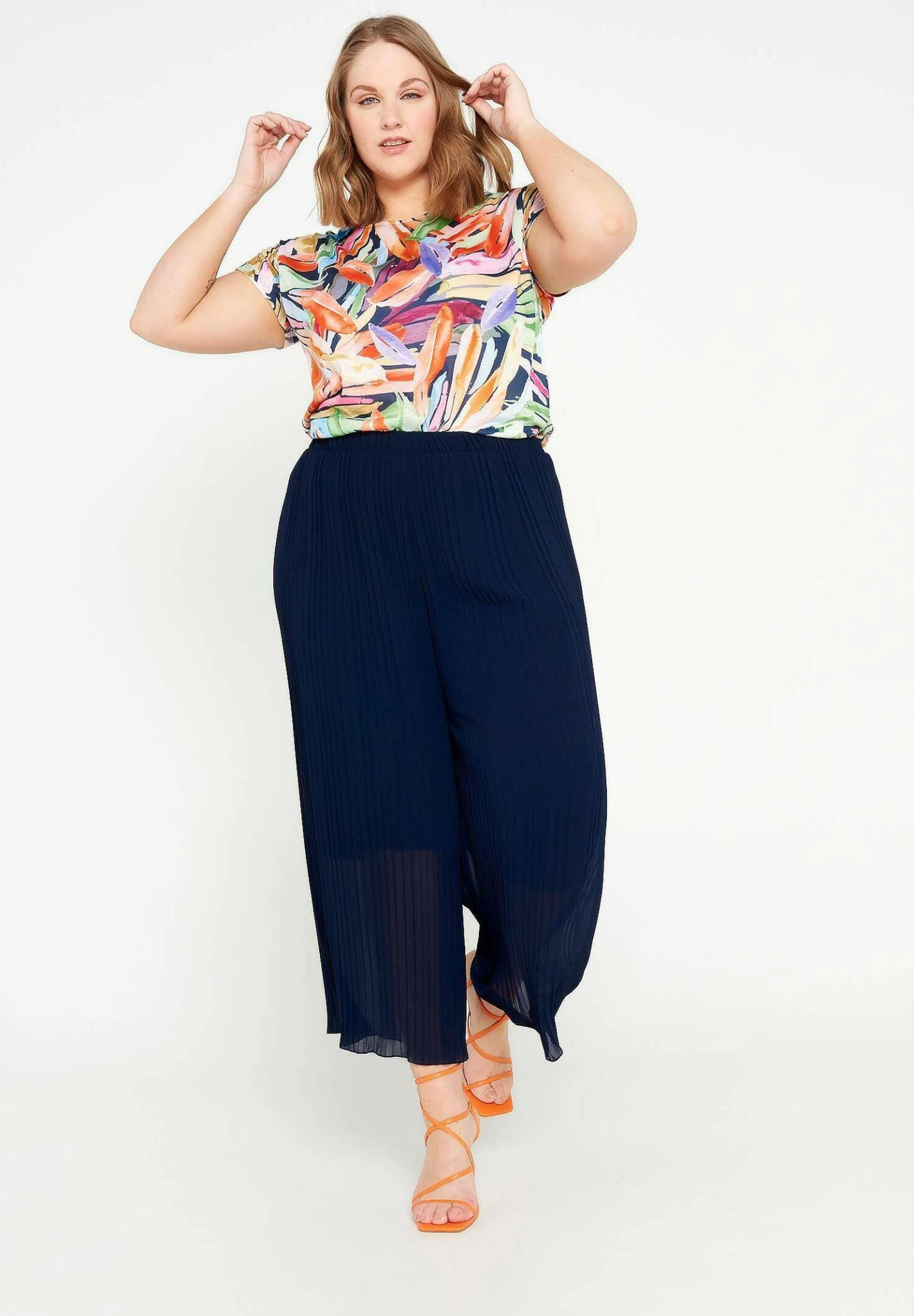 Uni En Voile Plissée - Broek - Navy 6 Uni En Voile Plissée - Broek - Navy - Afbeelding 6