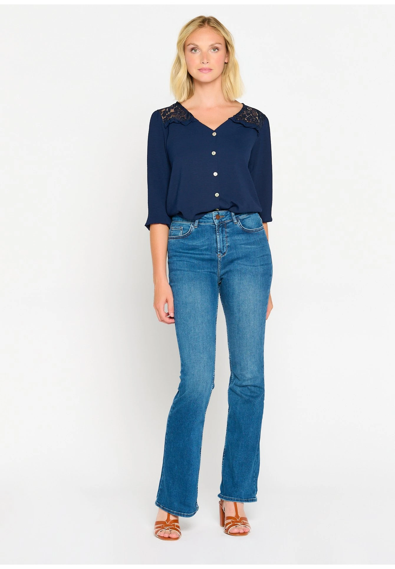 LOLALIZA High-Waisted - Flared Jeans - Blue 5 LOLALIZA High-Waisted - Flared Jeans - Blue - Afbeelding 5