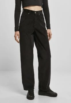 URBAN CLASSICS Ladies High Waist 90´S Wide Leg Corduroy Pants - Broek - Black