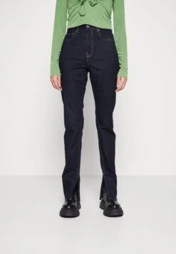 Gina Tricot High Waist Slit Jeans - Straight Leg Jeans - Rinse