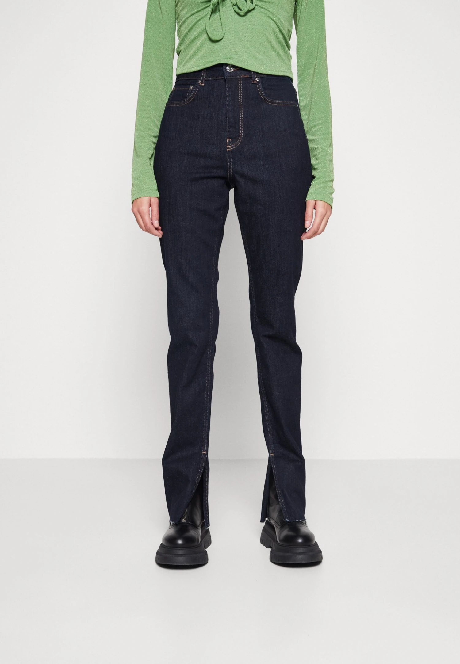 Gina Tricot High Waist Slit Jeans - Straight Leg Jeans - Rinse 1 Gina Tricot High Waist Slit Jeans - Straight Leg Jeans - Rinse