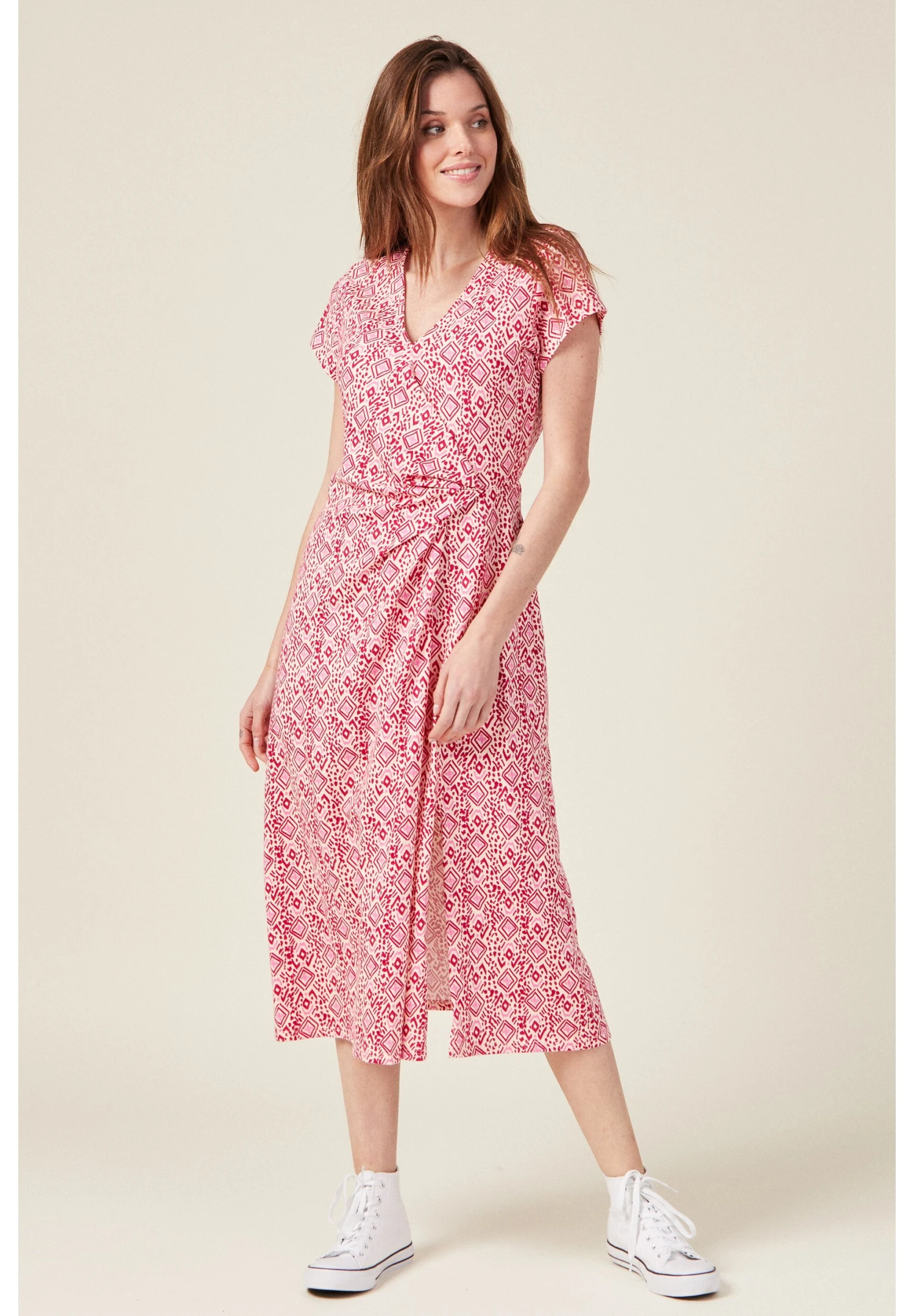 Gerades Drapiertes - Jurk - Rose Framboise 2 Gerades Drapiertes - Jurk - Rose Framboise - Afbeelding 2