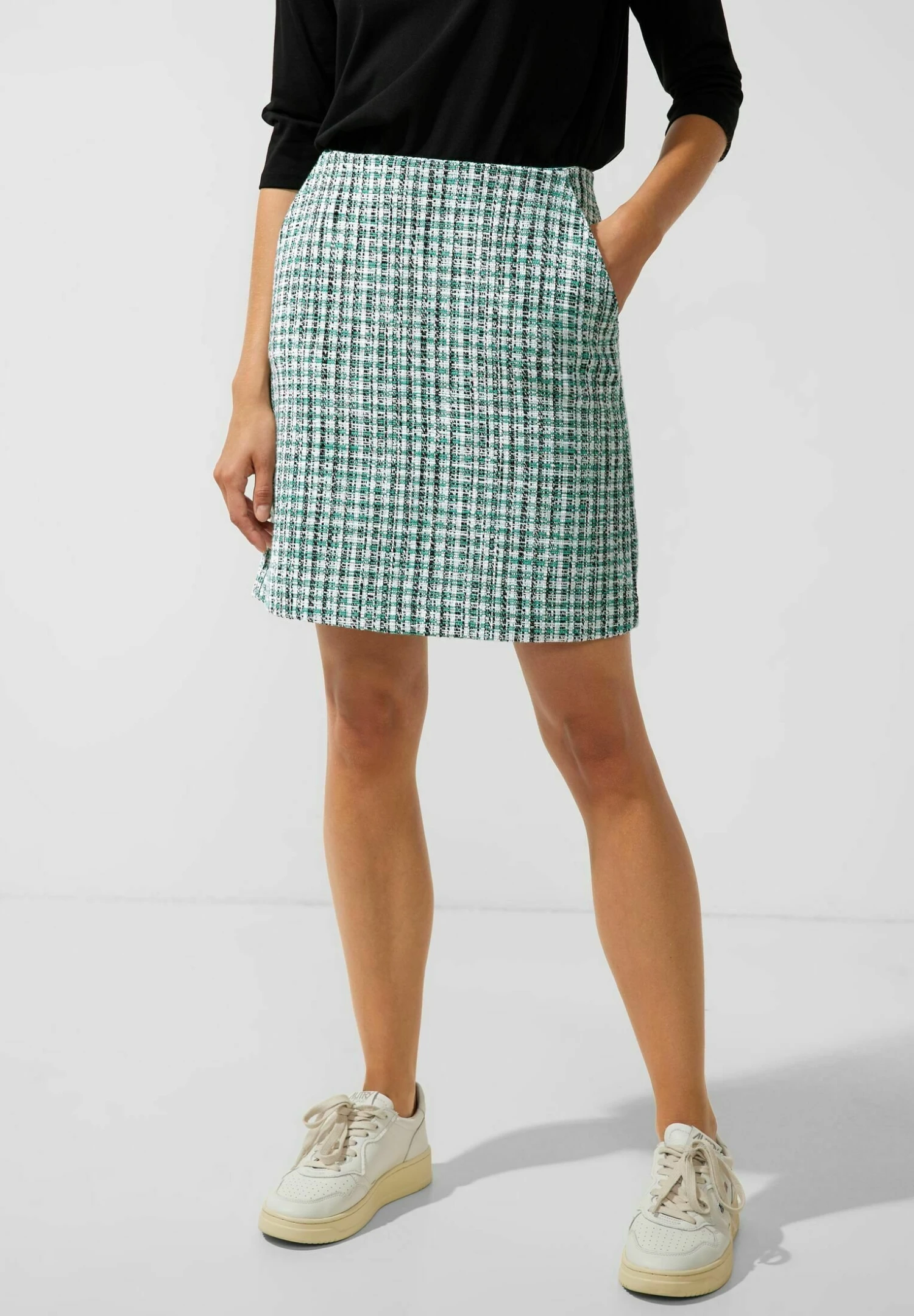 STREET ONE Bouclé- A-Lijn Rok - Grün 1 STREET ONE Bouclé- A-Lijn Rok - Grün