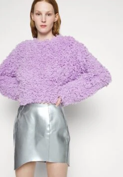 Vinyl Asymetric Mini_Skirt - Minirok - Silver-Coloured -Only Mode Winkel 9f7c0548da7d428499e512a8d8d5d953