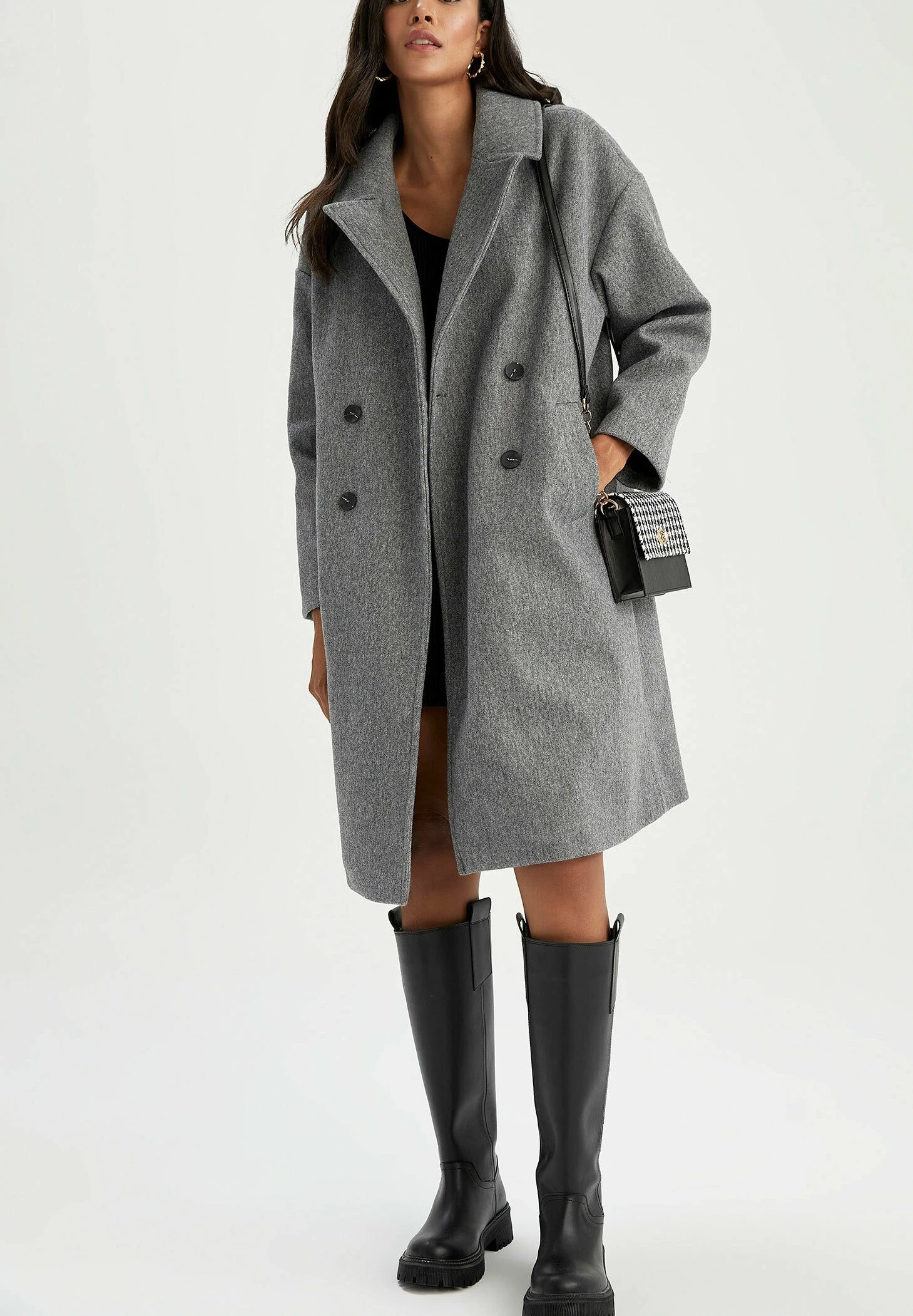 DeFacto Relax Fit- Mantel - Anthracite 2 DeFacto Relax Fit- Mantel - Anthracite - Afbeelding 2