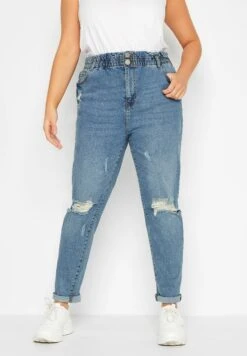 Curve Ripped Elasticated Stretch - Slim Fit Jeans - Blue