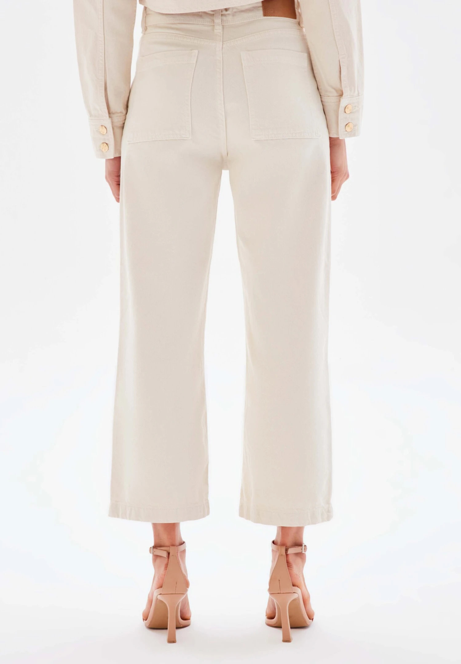 Wide Leg - Flared Jeans - Light Beige 2 Wide Leg - Flared Jeans - Light Beige - Afbeelding 2