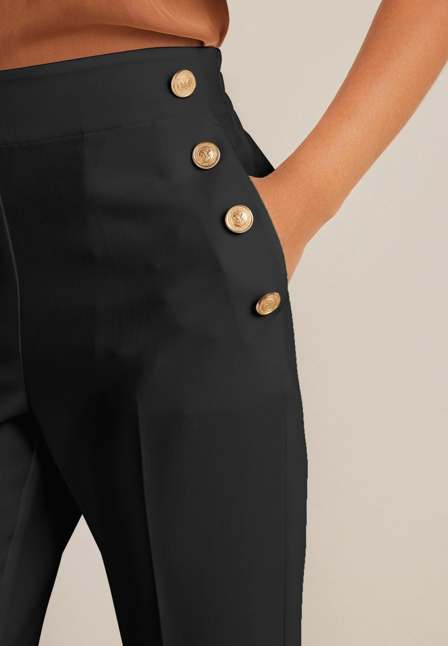 Next Tailored Button Detail Taper Standard - Broek - Black 4 Next Tailored Button Detail Taper Standard - Broek - Black - Afbeelding 4