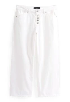Next Button Fly Crop Wide Leg - Flared Jeans - White 7 Next Button Fly Crop Wide Leg - Flared Jeans - White -Only Mode Winkel a4b24eef55f944229db50427baf93f03
