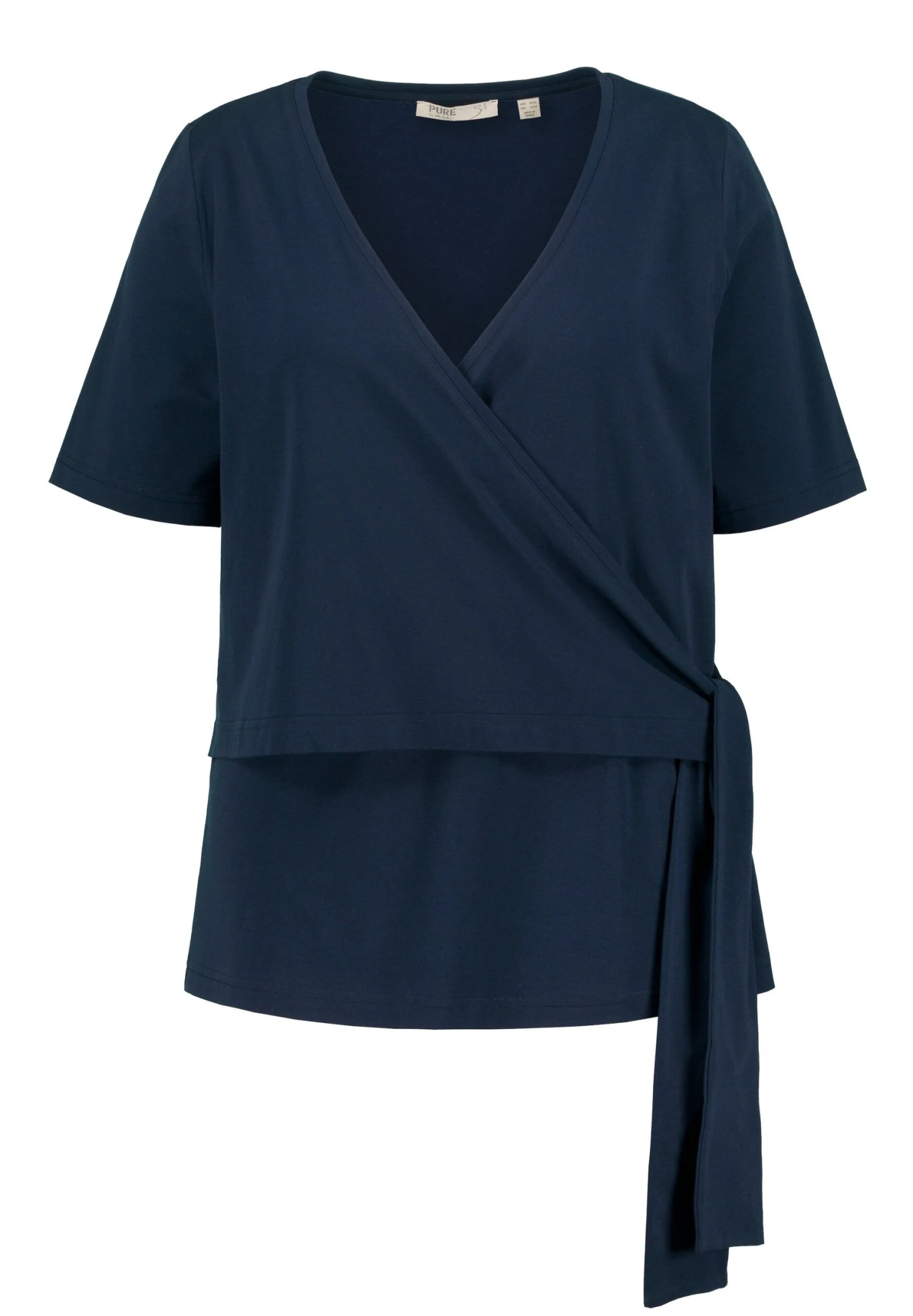 Ulla Popken Wickeloptik,Biobaumwolle - T-Shirt Basic - Dunkles Marine 4 Ulla Popken Wickeloptik,Biobaumwolle - T-Shirt Basic - Dunkles Marine - Afbeelding 4