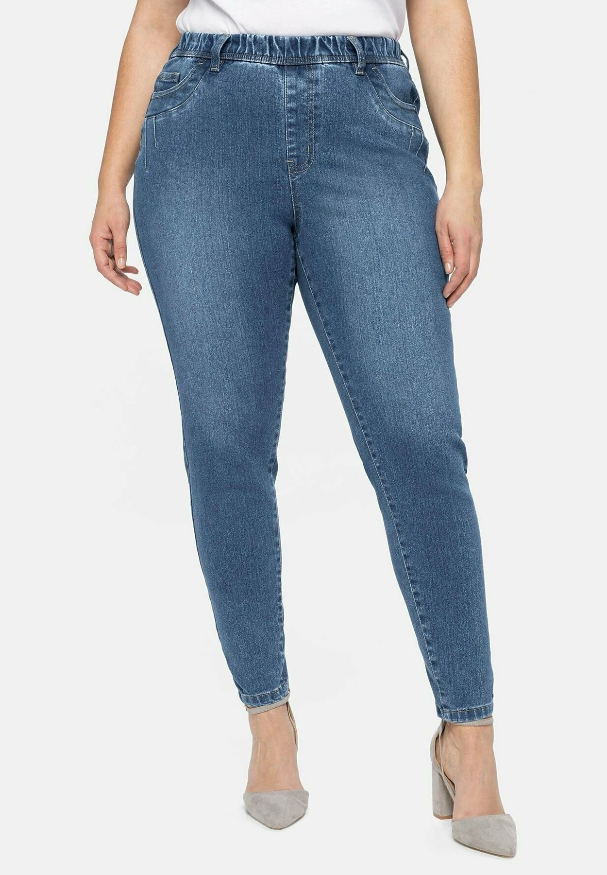 Sheego Jeggings - Light Blue Used Denim 1 Sheego Jeggings - Light Blue Used Denim