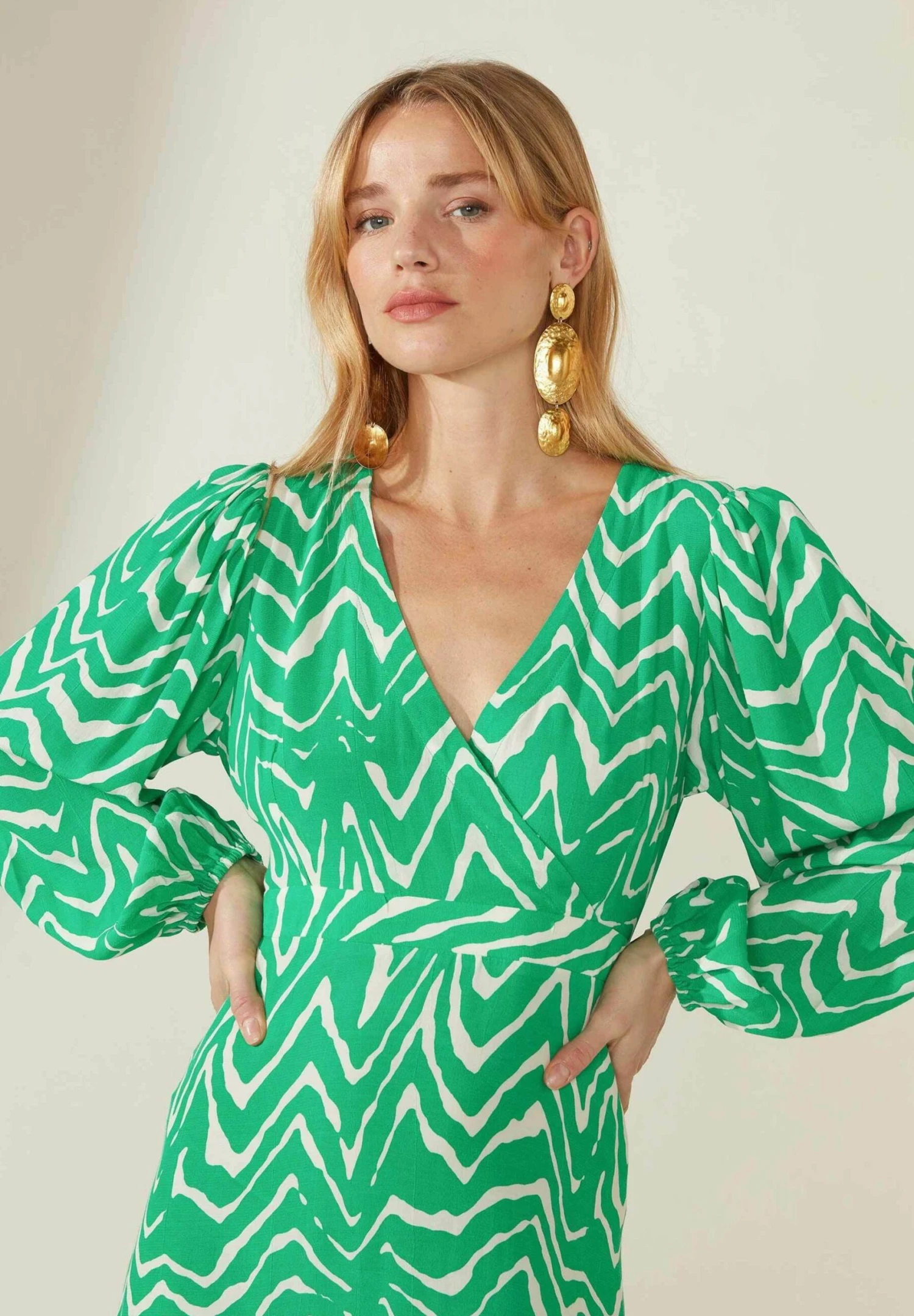 Zig Zag Print - Jurk - Green 4 Zig Zag Print - Jurk - Green - Afbeelding 4