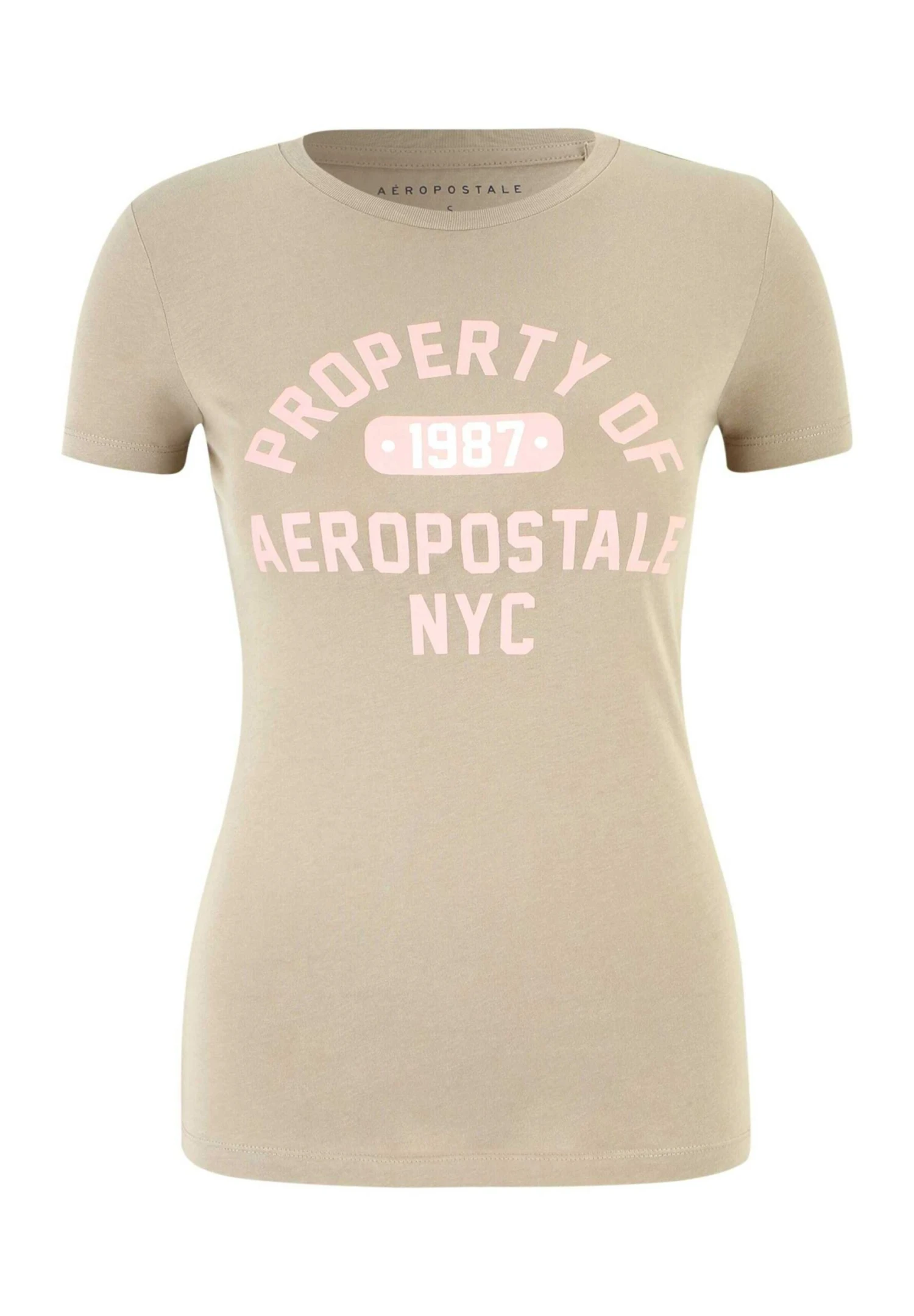 Aeropostale T-Shirt Print - Hellbraun Rosa Weiß 5 Aeropostale T-Shirt Print - Hellbraun Rosa Weiß - Afbeelding 5