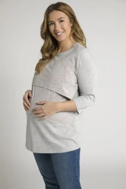 Ulla Popken Bellieva - Longsleeve - Hellgrau Mélange