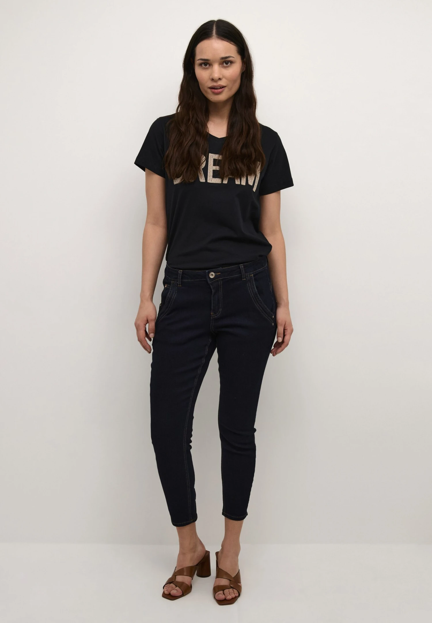 Cream Crsorya Deco Bow - Slim Fit Jeans - Rinse Dark Blue Denim Tobacco 2 Cream Crsorya Deco Bow - Slim Fit Jeans - Rinse Dark Blue Denim Tobacco - Afbeelding 2