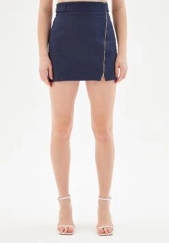 Jessica Zippered Mini Tweed - Minirok - Navy Blue