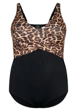 Zizzi Mit Bügel Und Verstellbaren Trägern - Badpak - Black Leopard