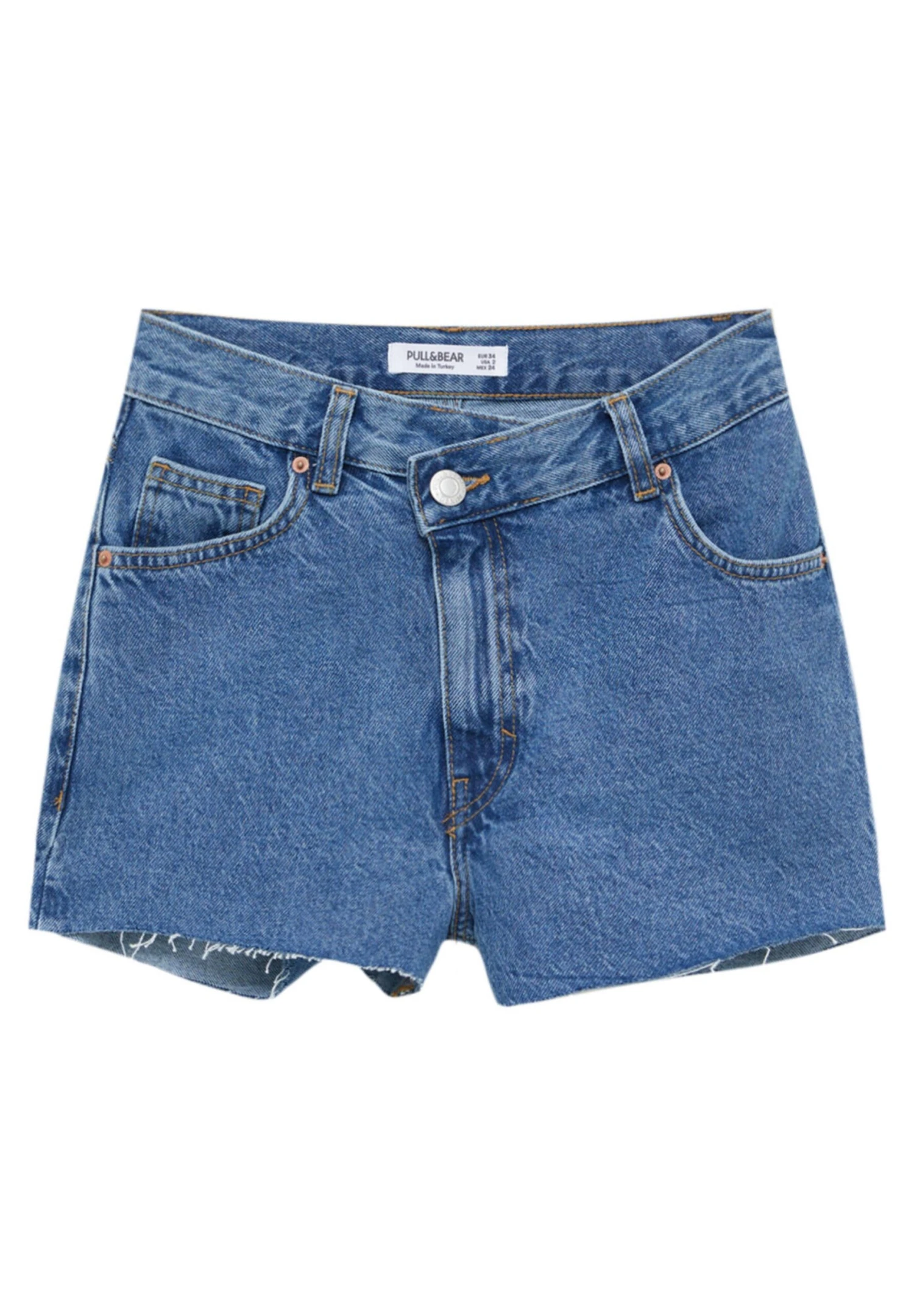PULL & BEAR With Crossover Waistband - Jeansshort - Blue Grey 5 PULL & BEAR With Crossover Waistband - Jeansshort - Blue Grey - Afbeelding 5
