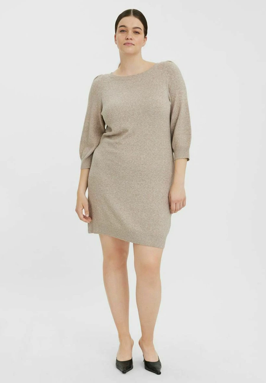 Vero Moda Curve Gebreide Jurk - Silver Mink 2 Vero Moda Curve Gebreide Jurk - Silver Mink - Afbeelding 2