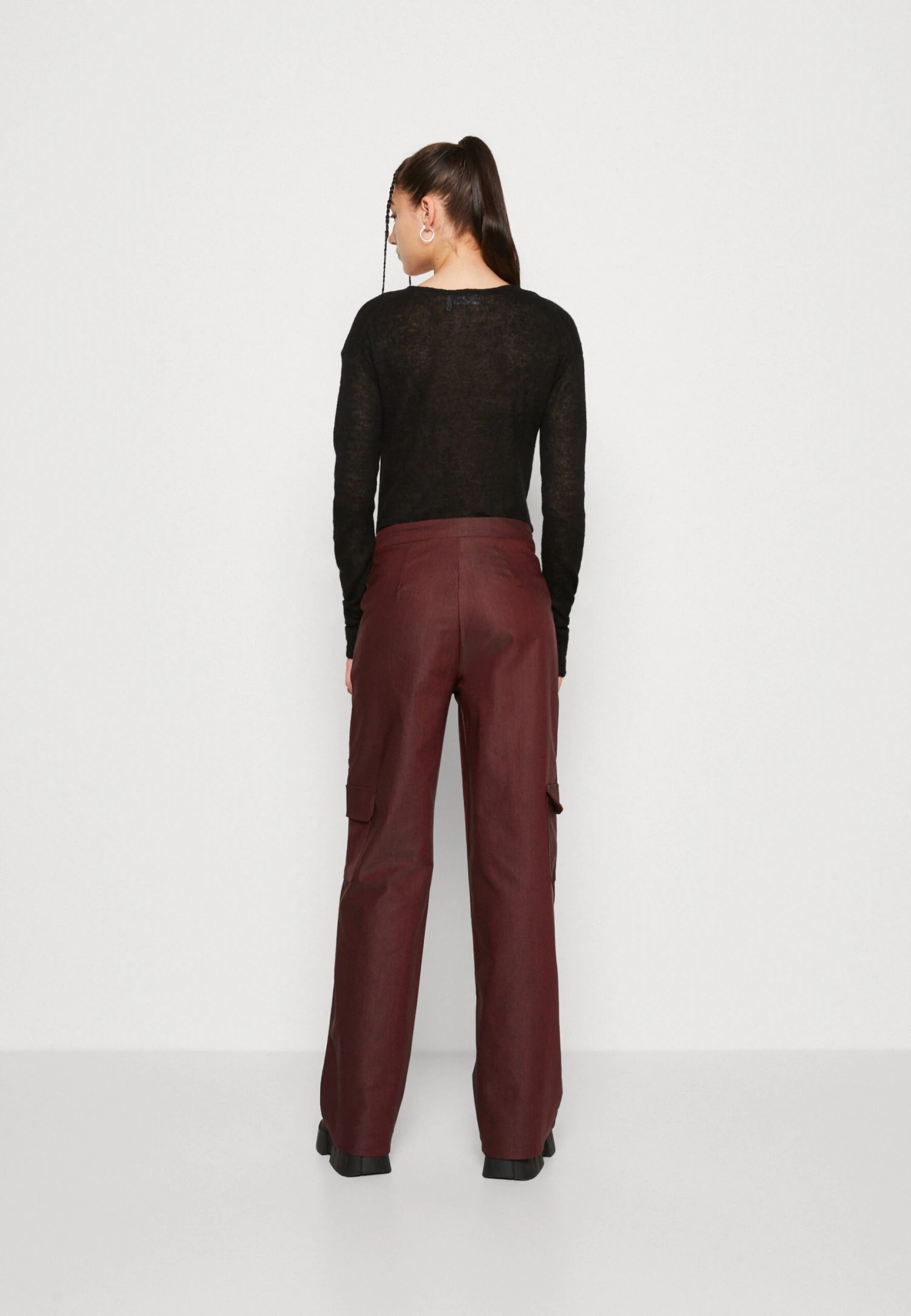 Asymmetric Waistband Trousers - Cargobroek - Dark Red 3 Asymmetric Waistband Trousers - Cargobroek - Dark Red - Afbeelding 3