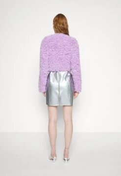 Vinyl Asymetric Mini_Skirt - Minirok - Silver-Coloured -Only Mode Winkel b098f28509a54327b86d3aaf9d0ae89f