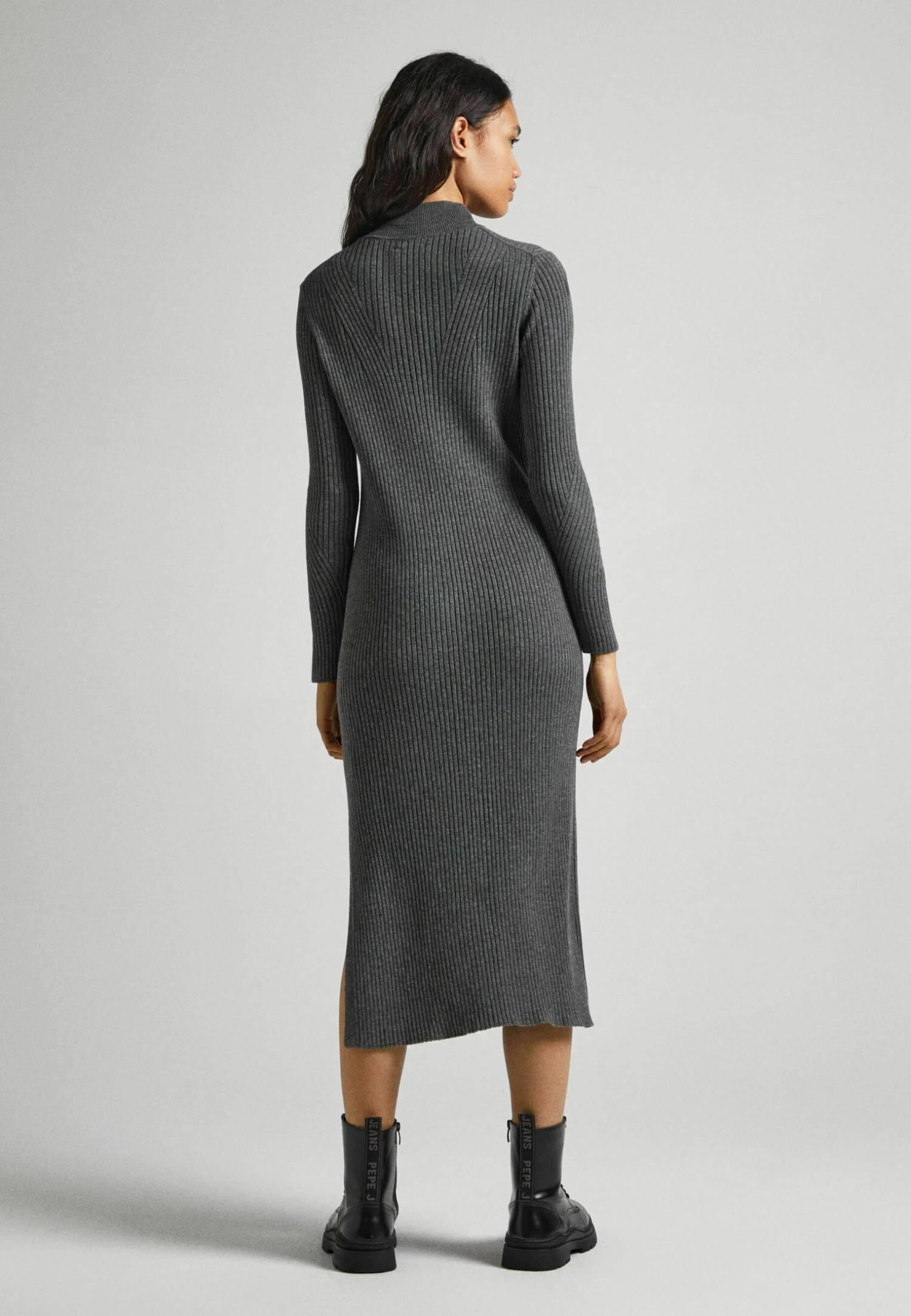 Pepe Jeans Dalia- Gebreide Jurk - Dark Grey 3 Pepe Jeans Dalia- Gebreide Jurk - Dark Grey - Afbeelding 3