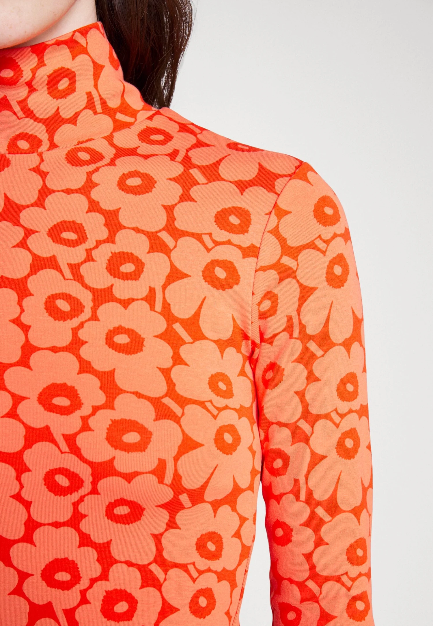 Marimekko Pilke Unikko Turtleneck - Longsleeve - Red/Orange 6 Marimekko Pilke Unikko Turtleneck - Longsleeve - Red/Orange - Afbeelding 6