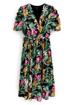 Next Ruched Sleeve Midi Petite - Jurk - Floral -Only Mode Winkel b207cc20c2f04020a9767a82690e803d