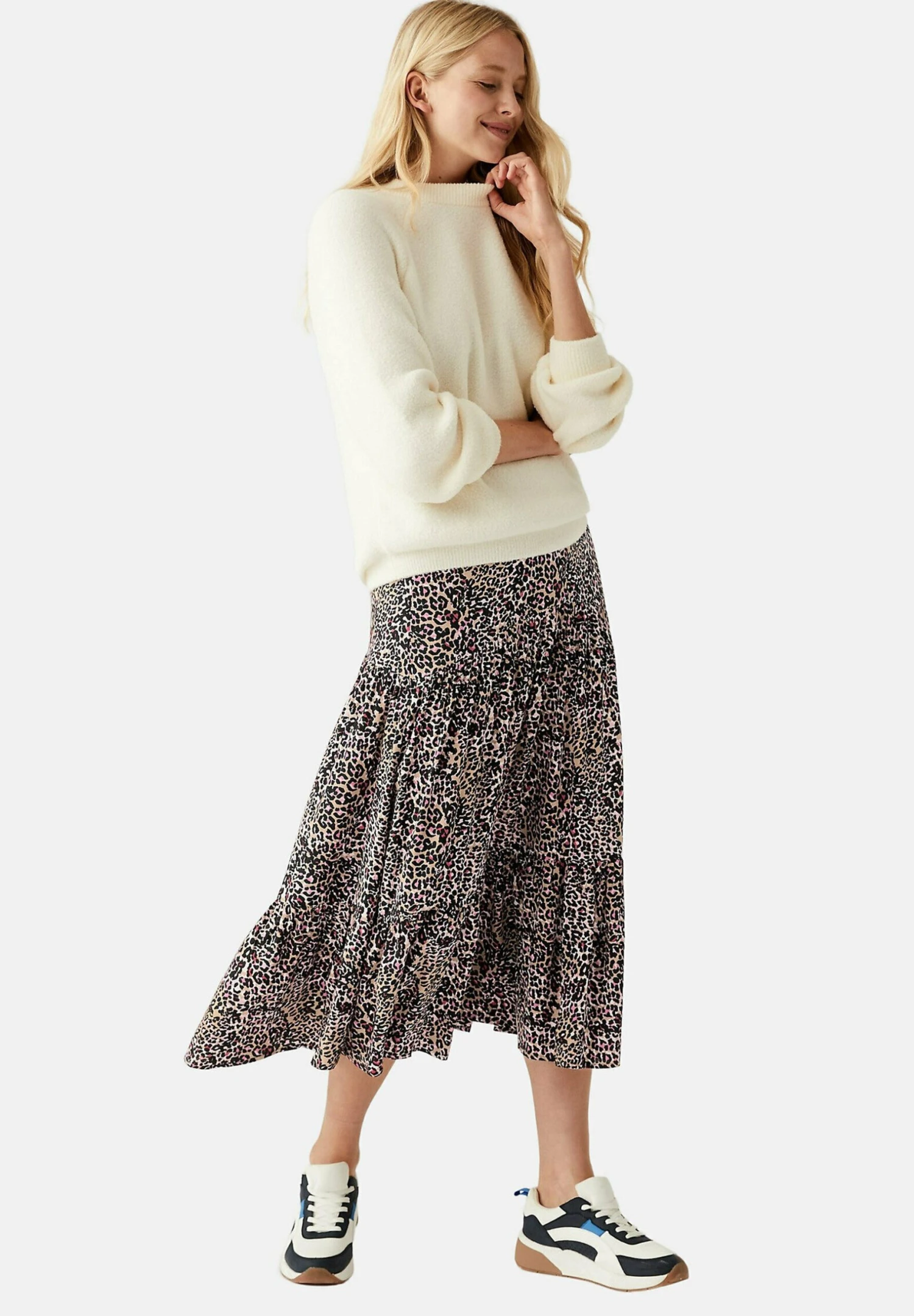 Marks & Spencer Animal Tired Midaxi - A-Lijn Rok - Natural Mix 1 Marks & Spencer Animal Tired Midaxi - A-Lijn Rok - Natural Mix