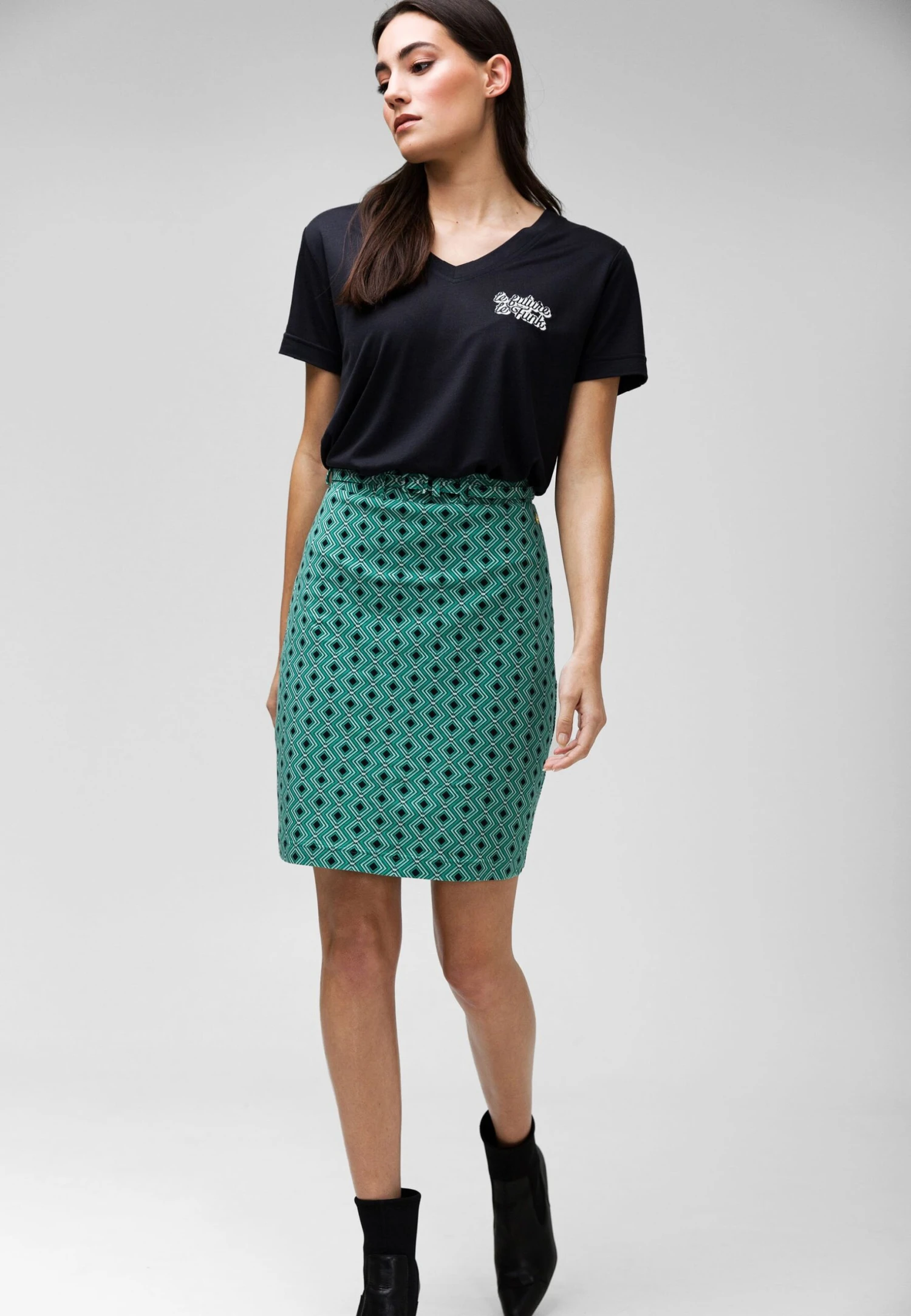 Caught Up With Geometric Pattern - Kokerrok - Green 2 Caught Up With Geometric Pattern - Kokerrok - Green - Afbeelding 2