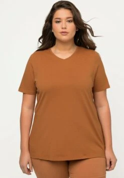 Ulla Popken Manches- T-Shirt Basic - Ocher