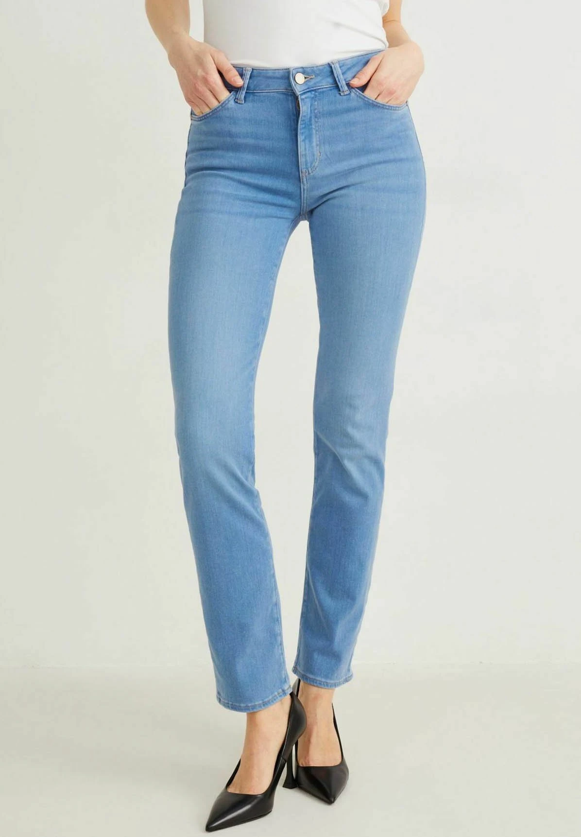 Straight Leg Jeans - Denim Light Blue 1 Straight Leg Jeans - Denim Light Blue
