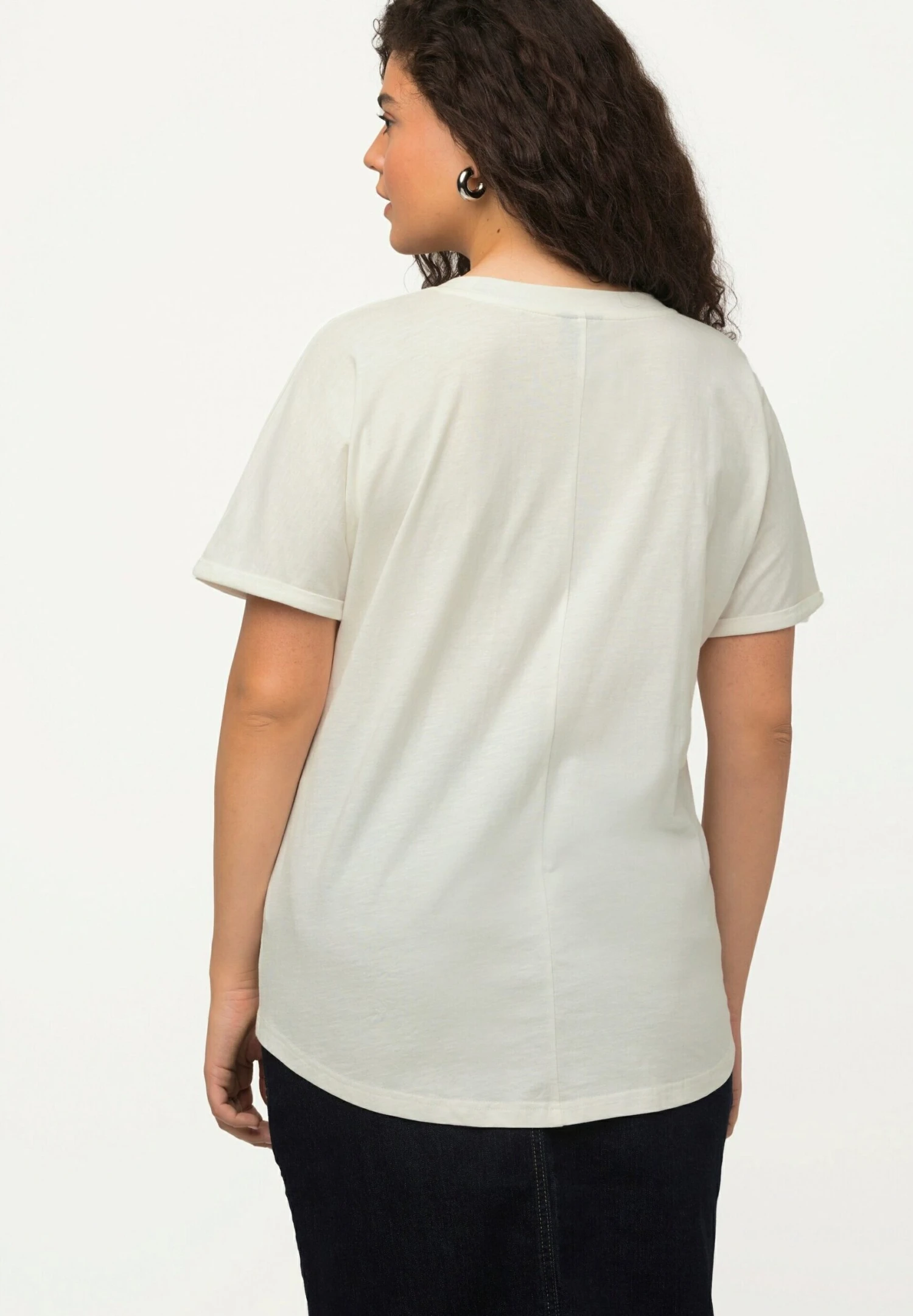 Ulla Popken Rundhals Halbarm - T-Shirt Print - Offwhite 2 Ulla Popken Rundhals Halbarm - T-Shirt Print - Offwhite - Afbeelding 2